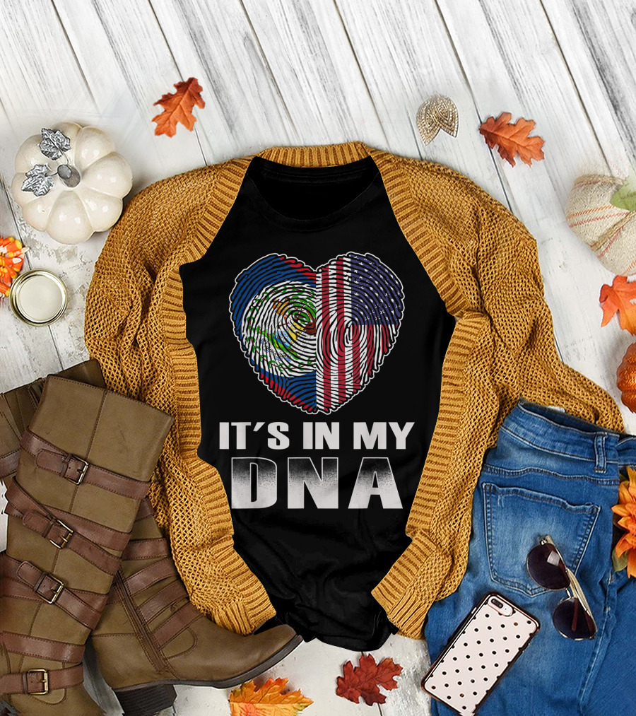 It's In My DNA Heart Belizean American Flag T-Shirt