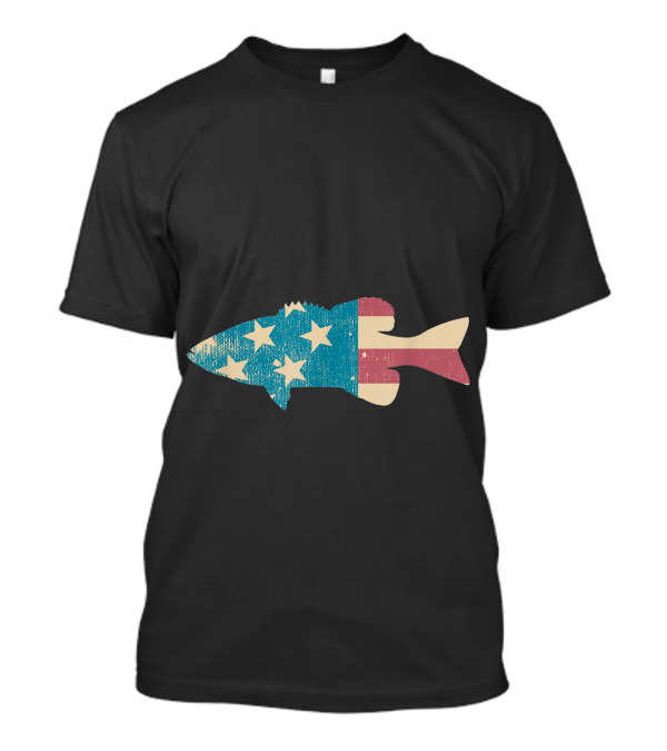 Largemouth Bass American Flag Fishing Enthusiast T-Shirt
