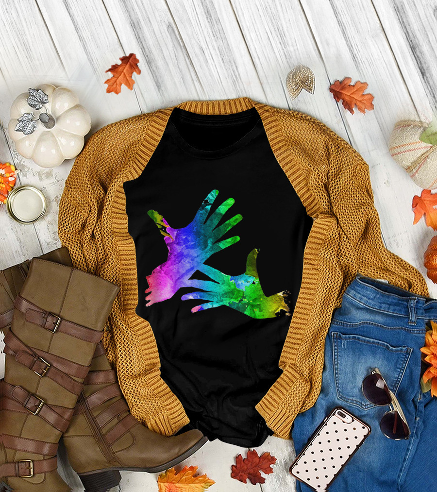 Express Yourself ASL Poetry with Colorful Hand T-Shirt