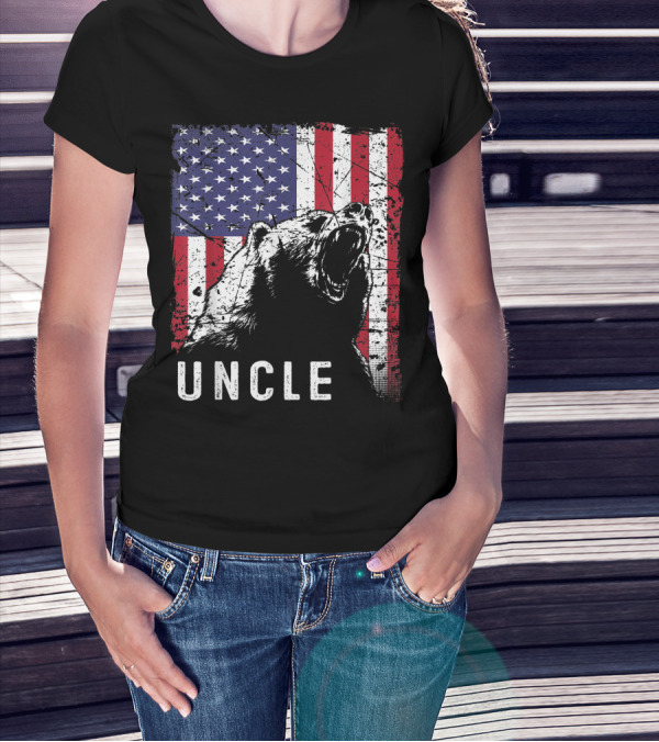 Retro Distressed Uncle Bear American Flag T-Shirt