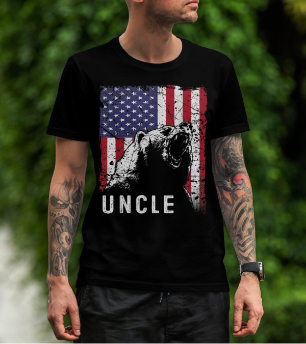 Retro Distressed Uncle Bear American Flag T-Shirt