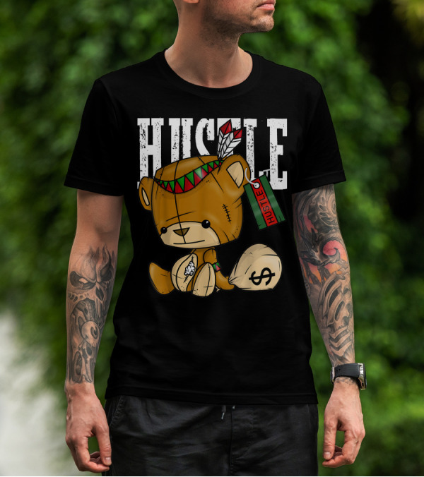 Hustle Bear With Native American Spirit And Dollar Sack T-Shirt