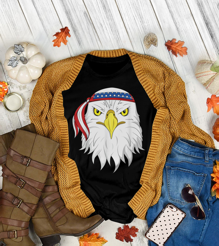 Eagle 4th of July Patriotic Family Men Kids Boys American Flag Headband T-Shirt