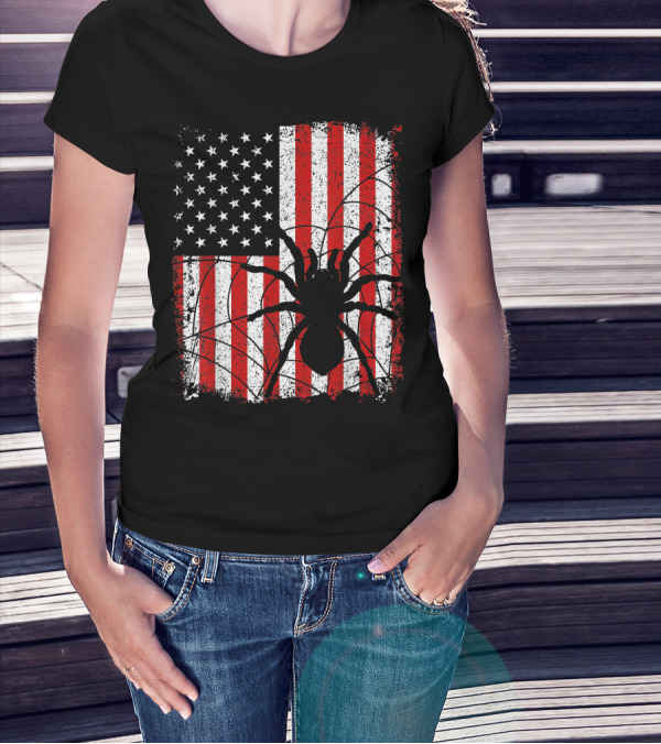 Tarantula American Usa Flag 4Th Of July Patriotic T-Shirt