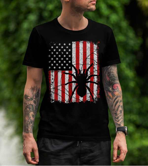 Tarantula American Usa Flag 4Th Of July Patriotic T-Shirt