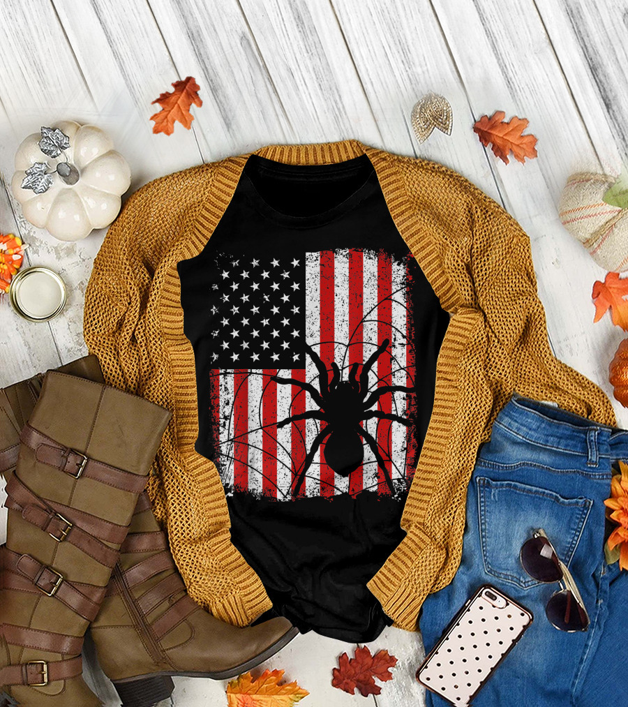 Tarantula American Usa Flag 4Th Of July Patriotic T-Shirt