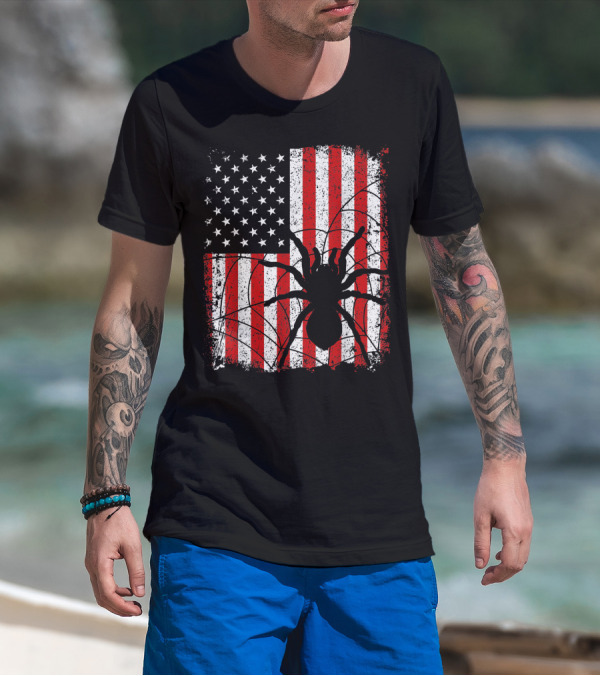 Tarantula American Usa Flag 4Th Of July Patriotic T-Shirt
