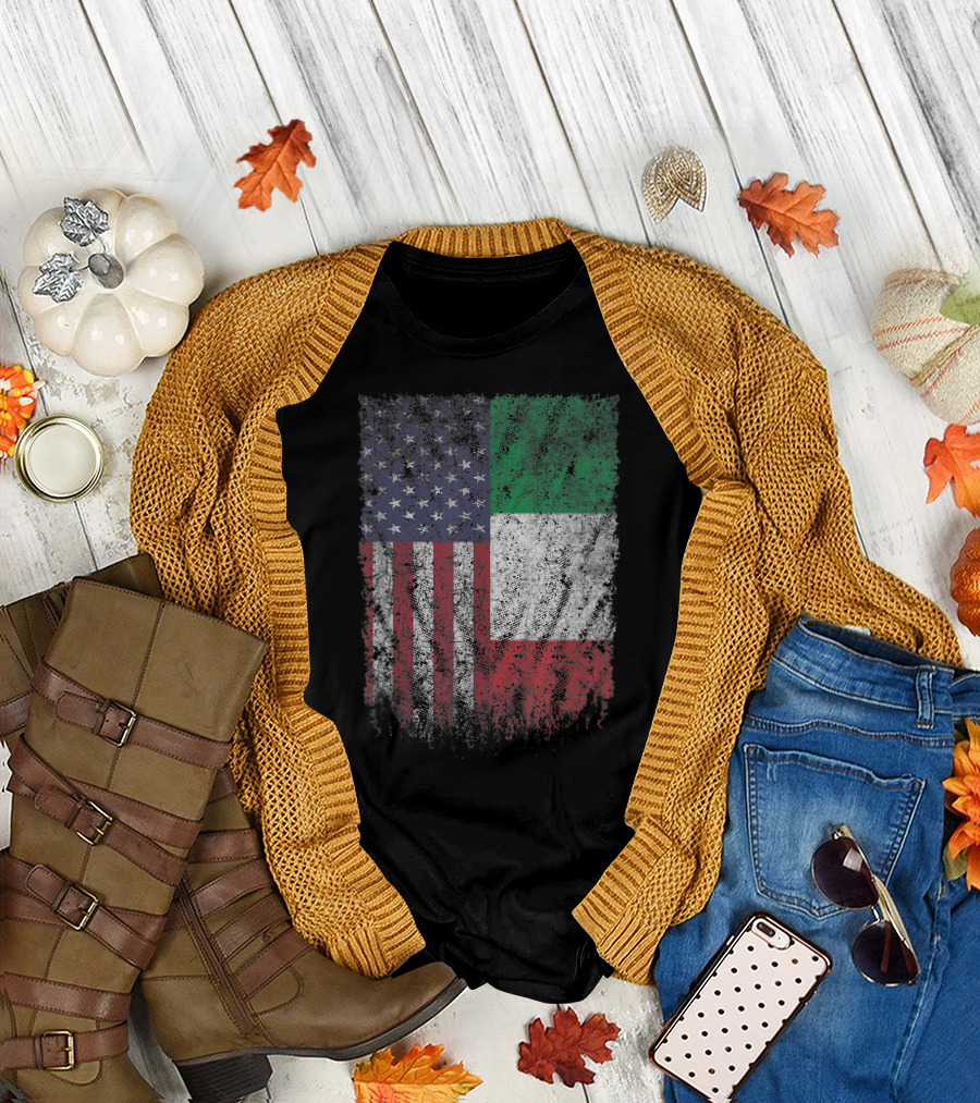 American Grown Italian Roots USA Italian Flag Fusion T-Shirt