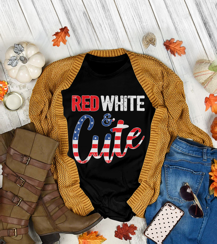 Red White and Cute American Flag Patriotic 4Th Of July T-Shirt