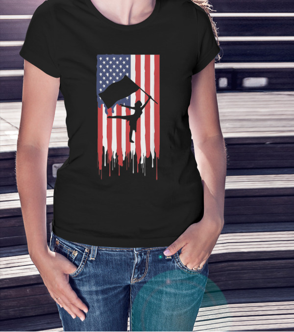 Patriotic Color Guard Dripping American Flag 4th Of July T-Shirt