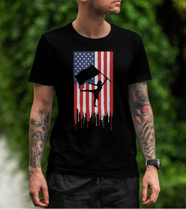 Patriotic Color Guard Dripping American Flag 4th Of July T-Shirt