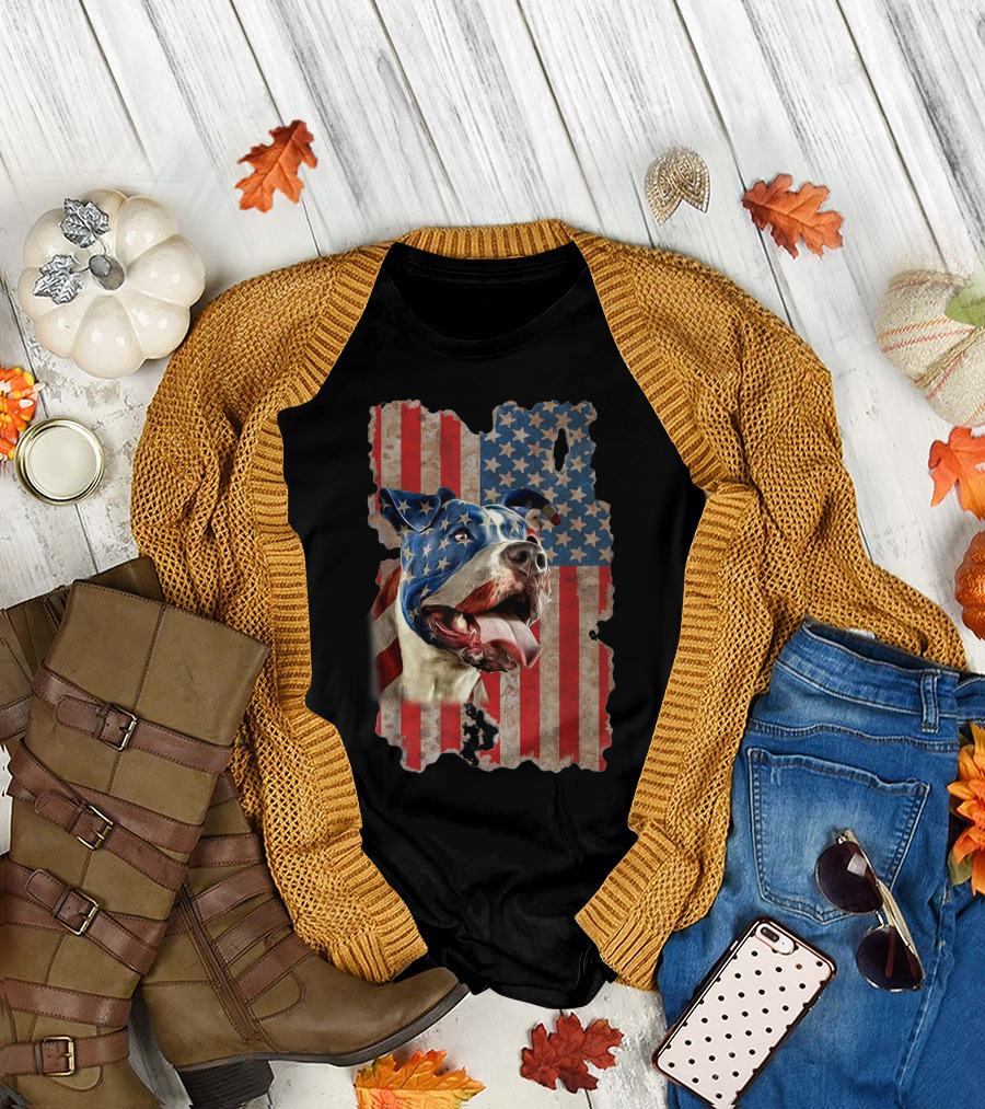 4Th Of July American Flag Pitbull Dog Lovers USA Patriotic T-Shirt