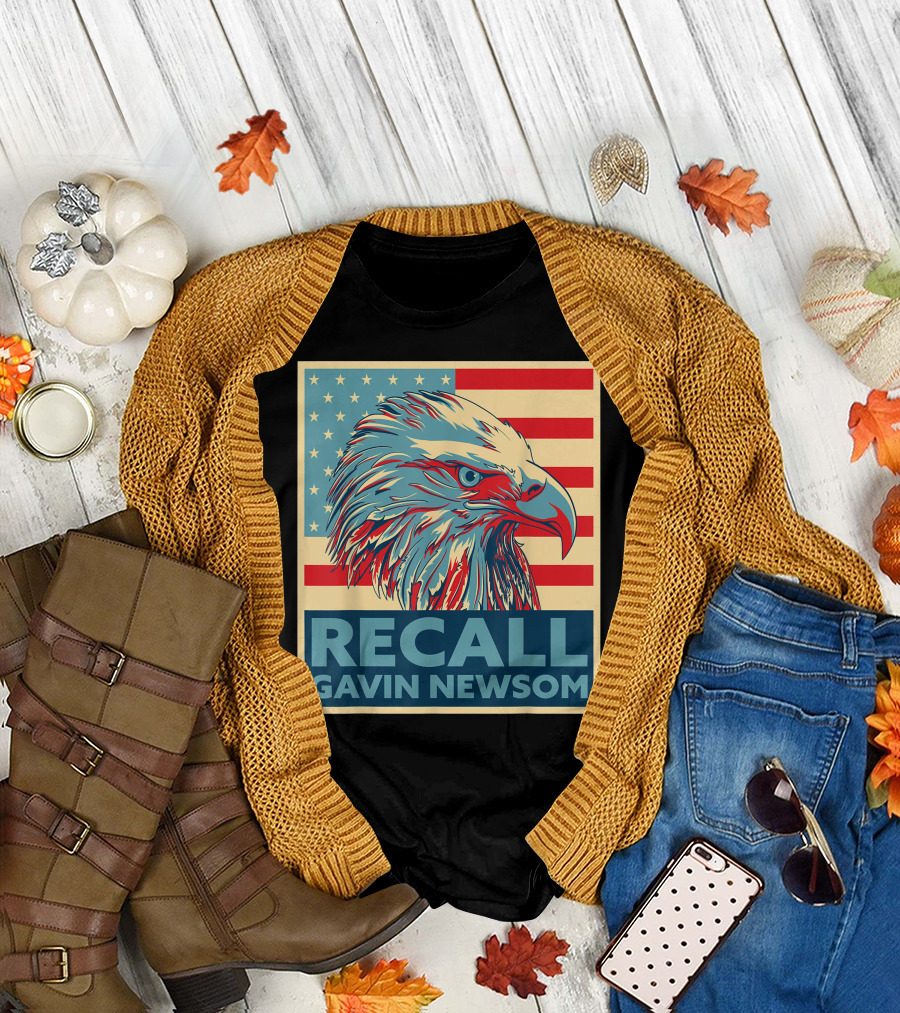 Recall Gavin Newsom American Flag Eagle 4th of July T-Shirt