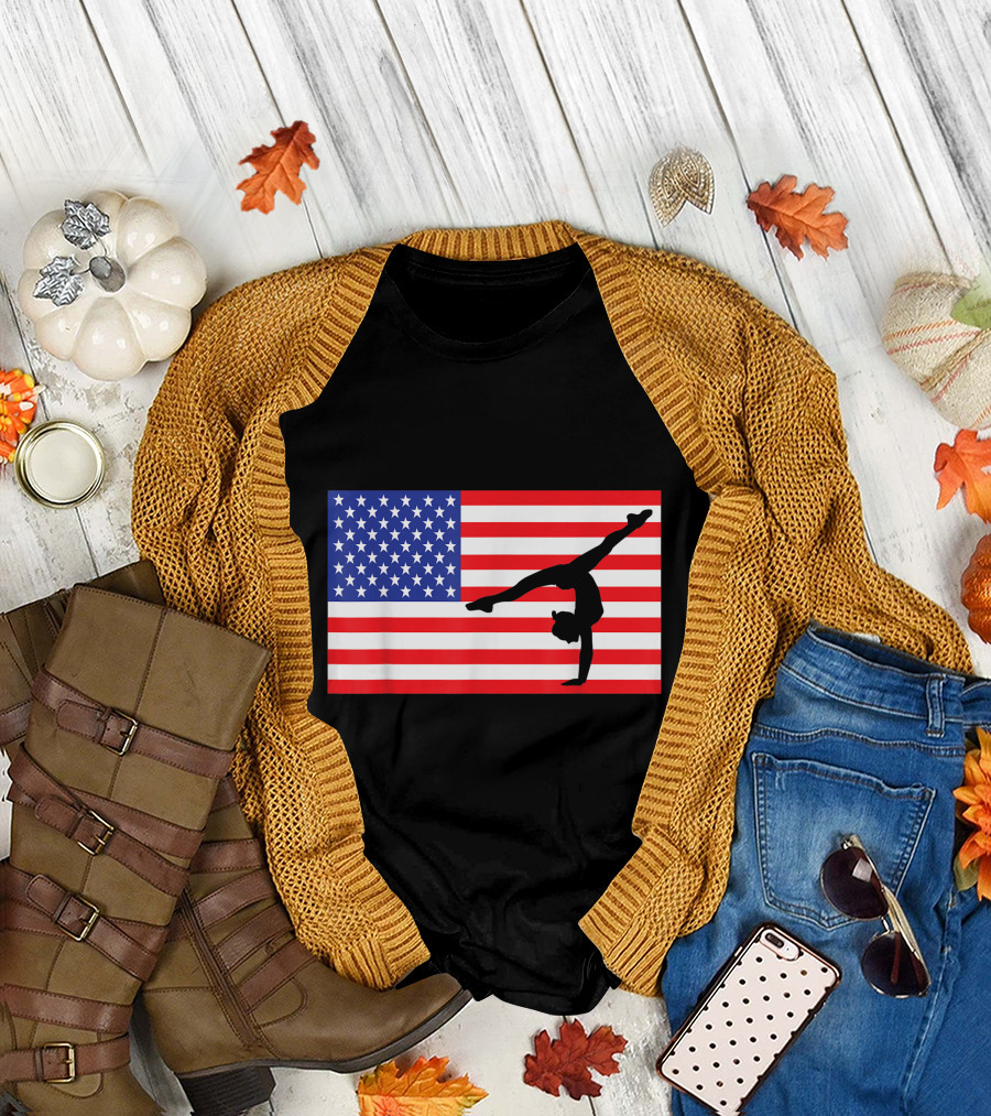 Tumbling USA American Flag Gymnastics Gymnast 4th of July T-Shirt