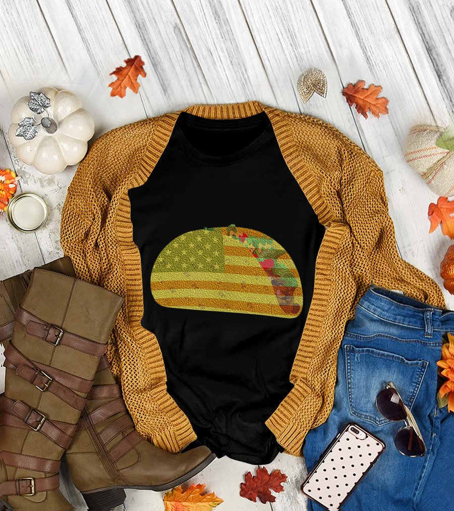Patriotic Taco Lover USA American Flag Funny 4th of July T-Shirt
