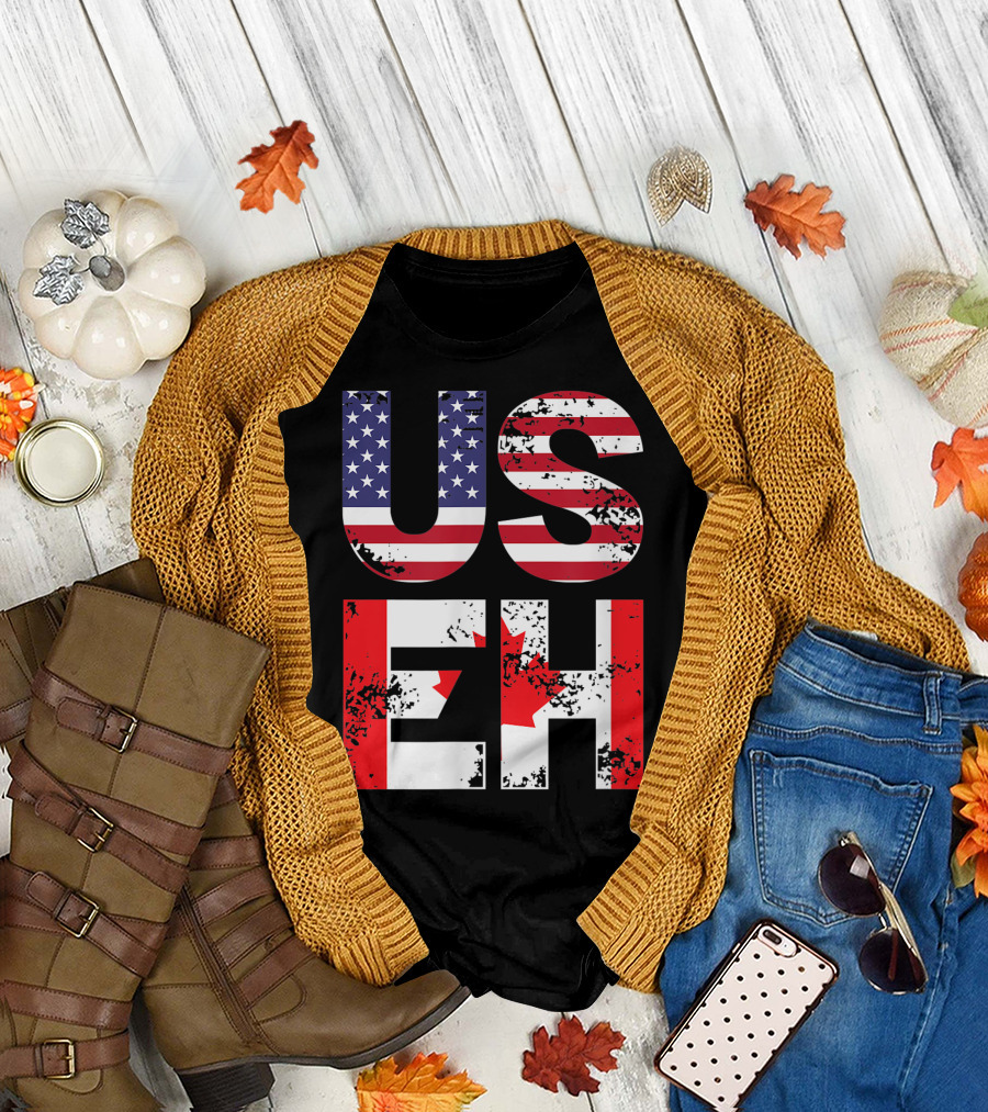 US EH I Funny Canada American Flag USA Canada Flags T-Shirt