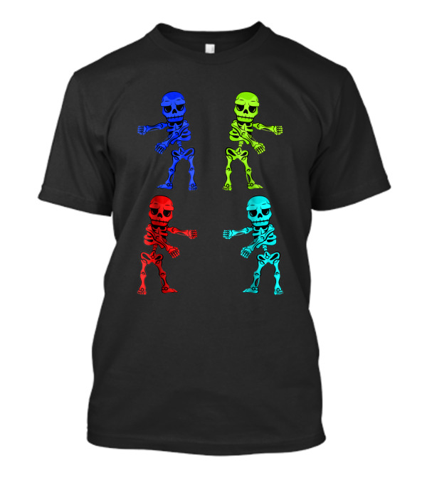 Skeleton Flossing Dance Multicolored Halloween T-Shirt