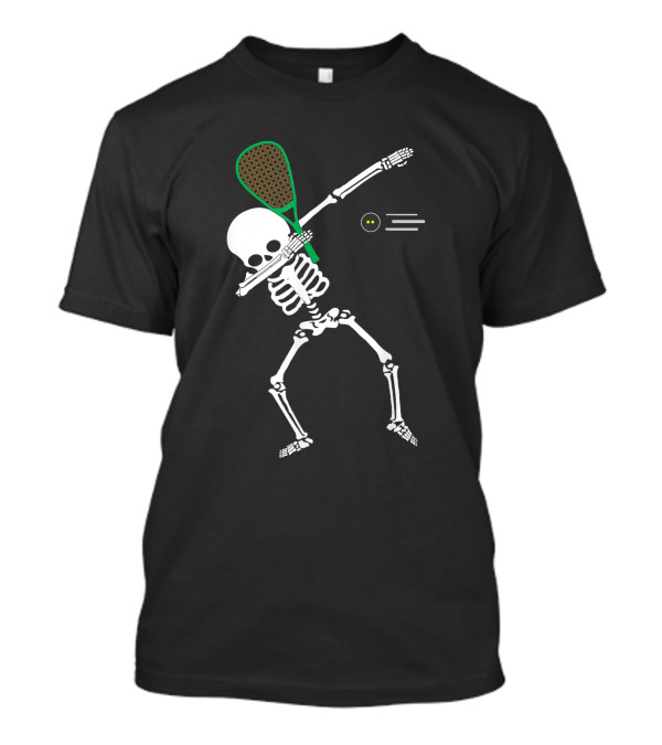 Dabbing Skeleton Halloween Squash Racket Player T-Shirt