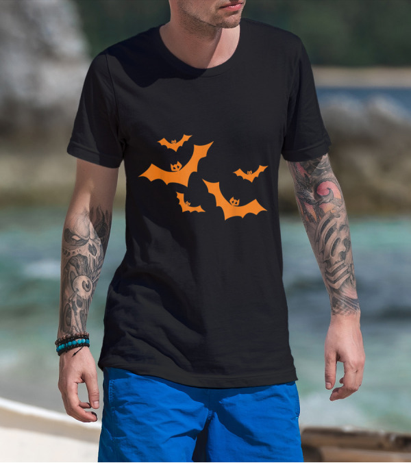 Bats Halloween Scary Flying Costume Lazy Easy T-Shirt