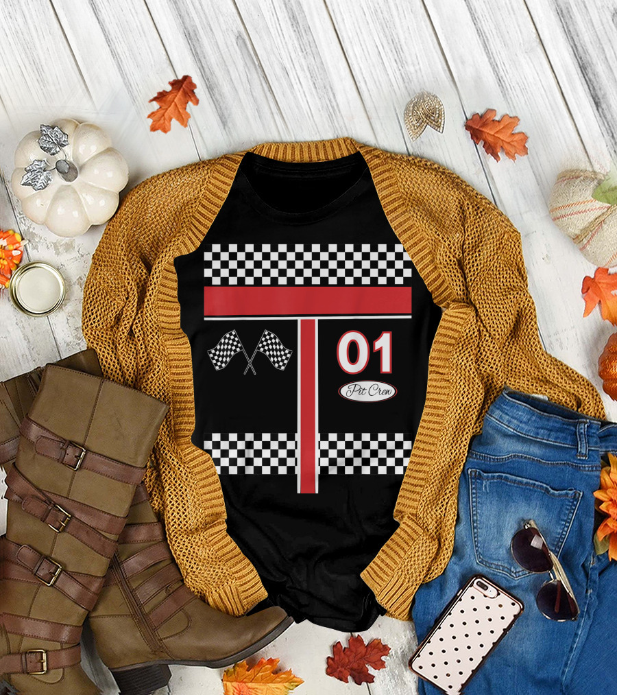 01 Pit Crew Racing Flags Checkered T-Shirt