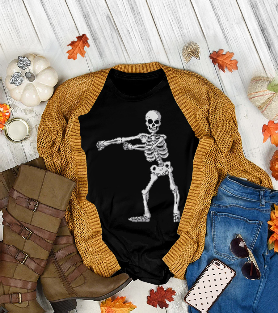 Funny Halloween Skeleton Floss Dance Party T-Shirt