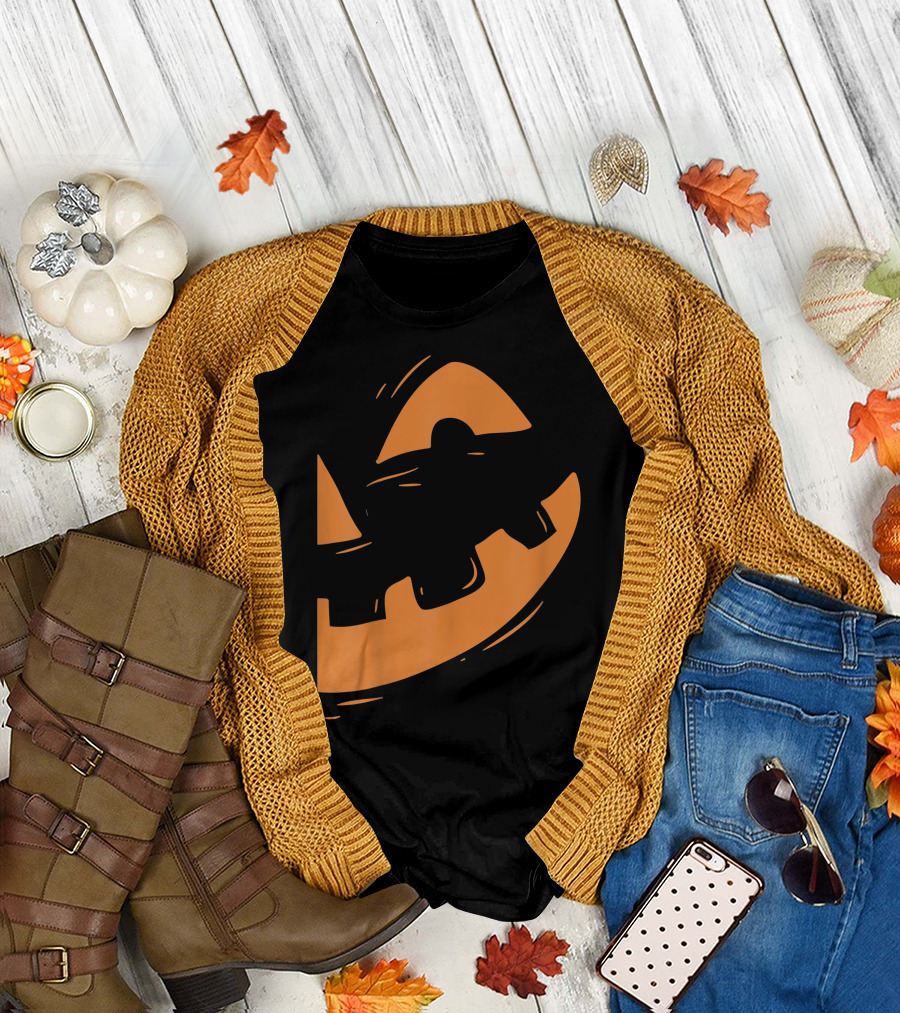 Jack O Lantern Pumpkin Face Halloween Matching Couple T-Shirt
