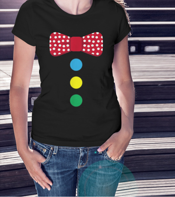 Clown Tie Costume Polka Dot Bowtie Circus Rainbow Halloween Carnival T-Shirt