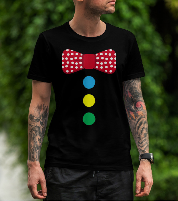 Clown Tie Costume Polka Dot Bowtie Circus Rainbow Halloween Carnival T-Shirt