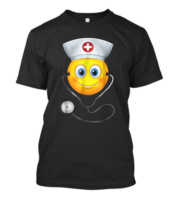 Halloween Funny Nurse Emoji With Stethoscope T-Shirt