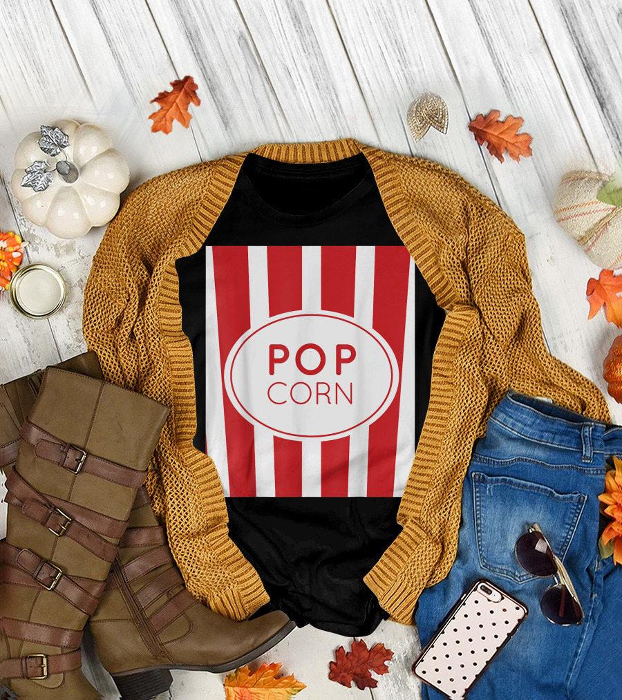 Halloween Popcorn Red White Stripes T-Shirt