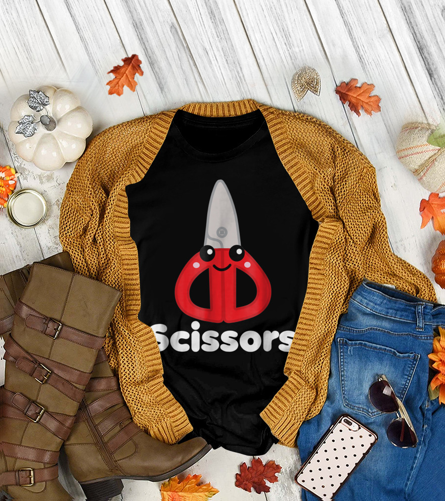 Rock Paper Scissors Group Halloween Costume Dark Scissors Red Character T-Shirt