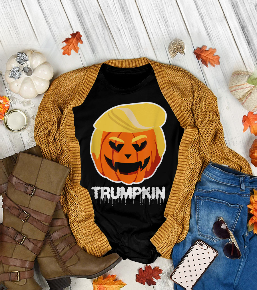 Halloween Trumpkin Donald Trump Pumpkin Face T-Shirt