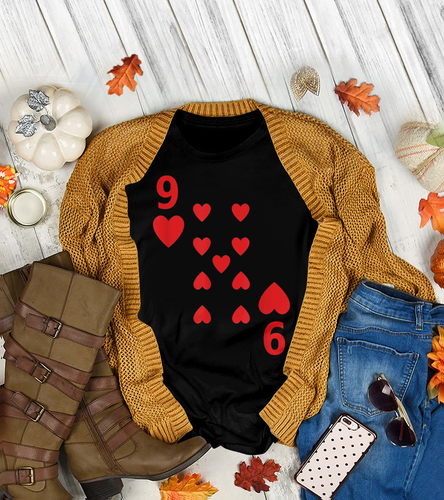 Nine Six of Hearts Poker Playing Card T-Shirt