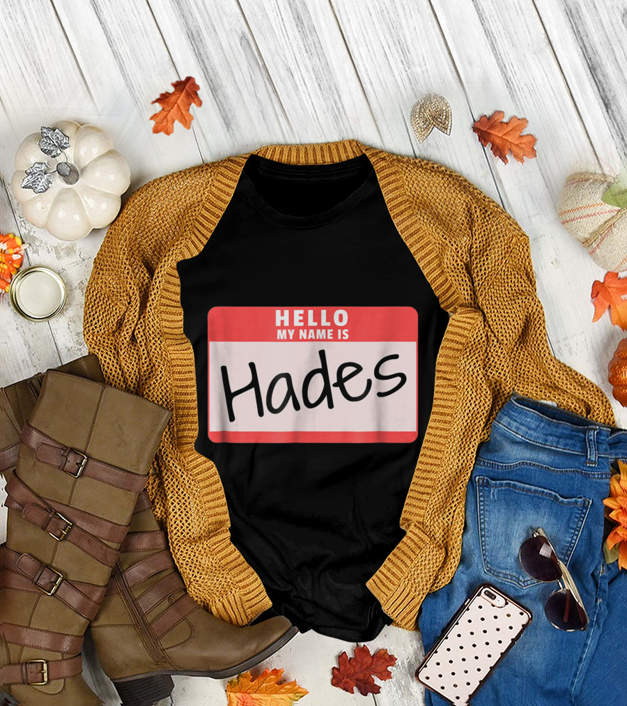 Hello My Name Is Hades Funny Halloween Greek God Nametag T-Shirt