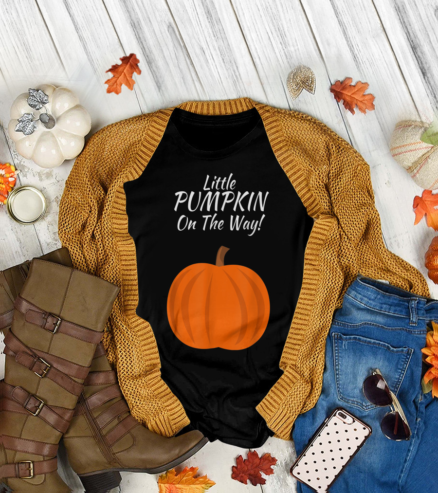 Little Pumpkin On The Way Halloween Pregnancy Announcement T-Shirt