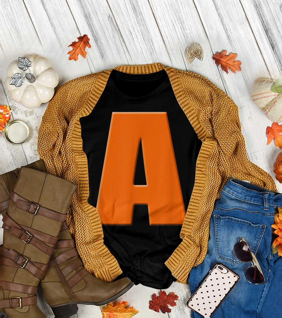 Halloween Kids Letter A Cranberry Red Color T-Shirt