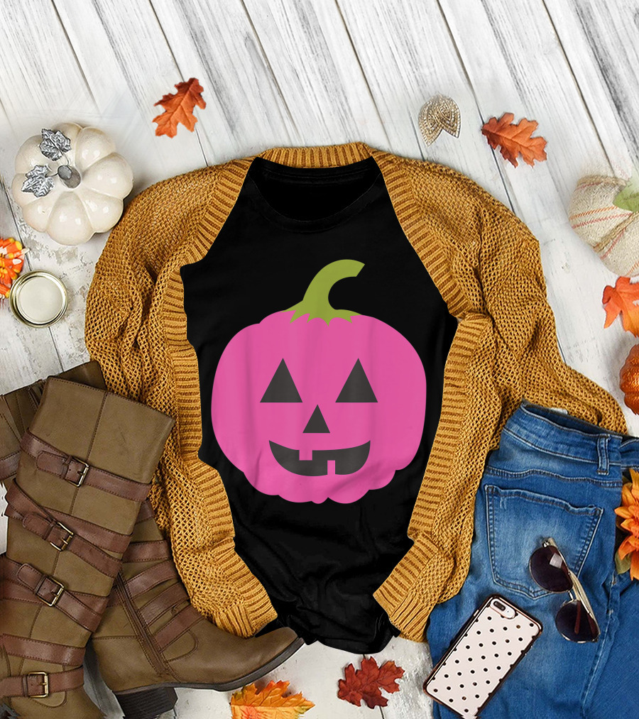 Pink Pumpkin Halloween Fashion Happy Adults T-Shirt