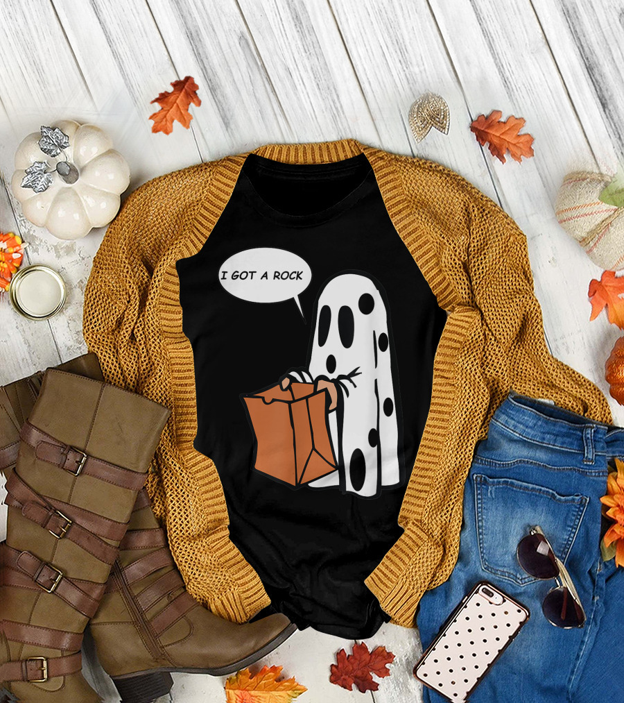 Halloween I Got A Rock Ghost with Trick-or-Treat Bag T-Shirt