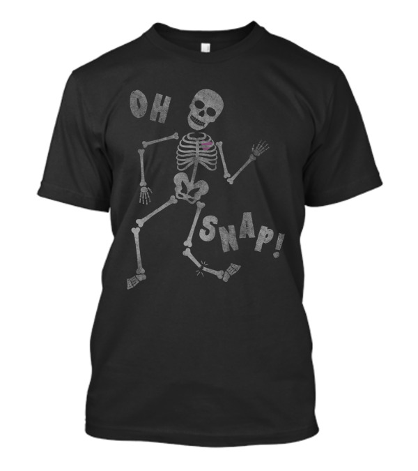 Oh Snap Funny Halloween Skeleton Broken Leg T-Shirt