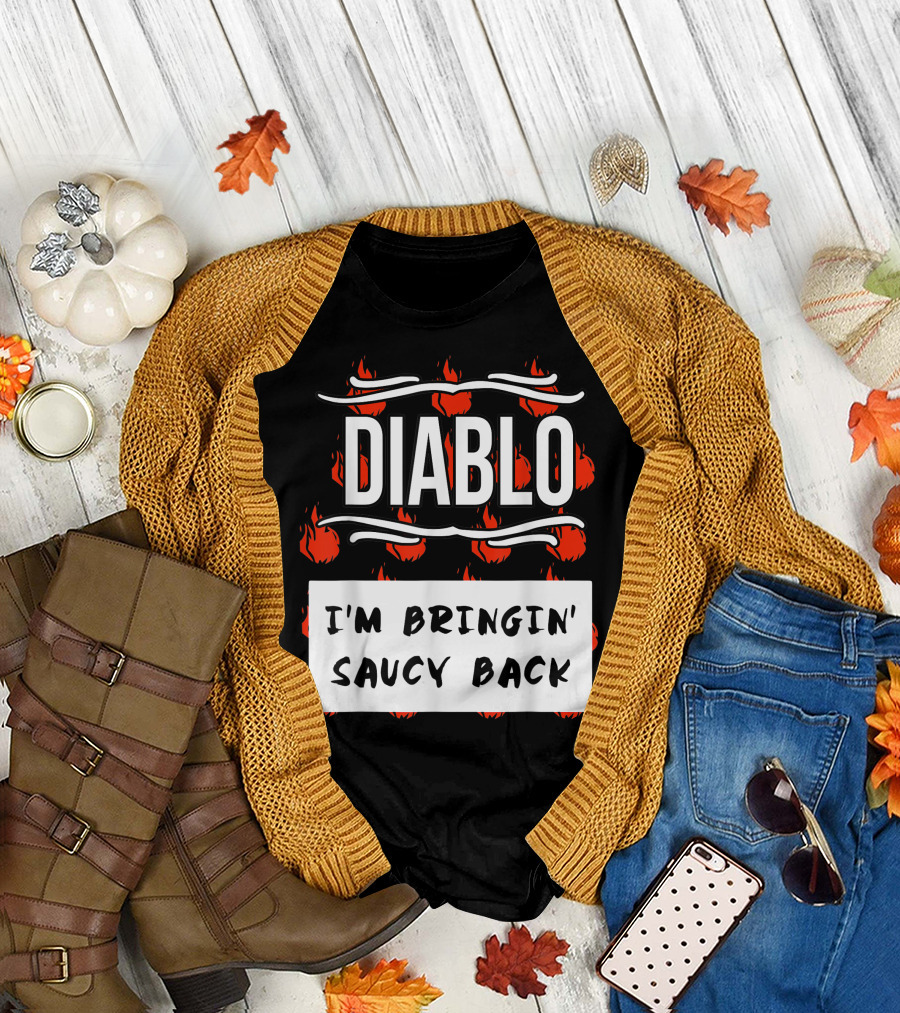 Diablo I'm Bringin' Saucy Back Hot Sauces Group Halloween Costumes Taco Diablo Sauce T-Shirt