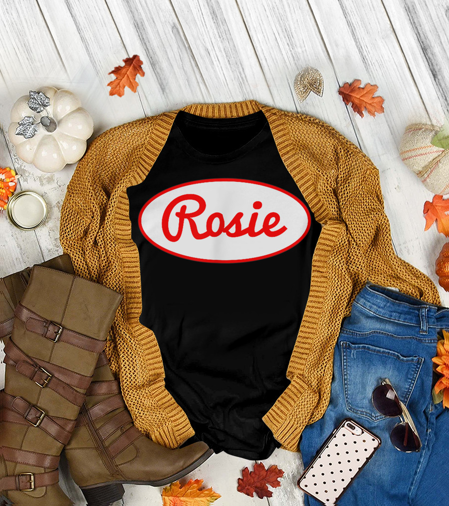 Rosie The Riveter Logo Style Red Lettering T-Shirt