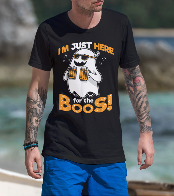 I'm Just Here For The Boos Halloween Ghost Funny Beer Costume Idea T-Shirt