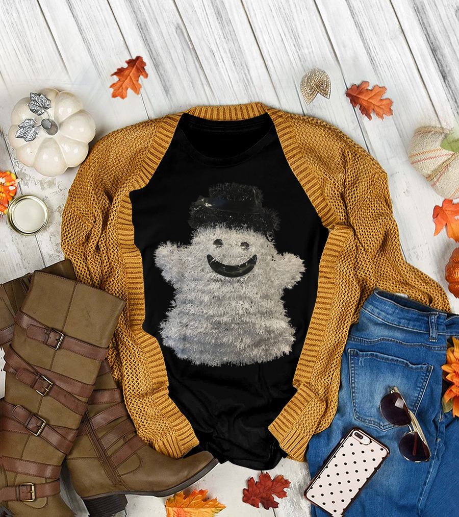 Cool Snowman Ghost Costume for Halloween and Christmas Party Fun T-Shirt