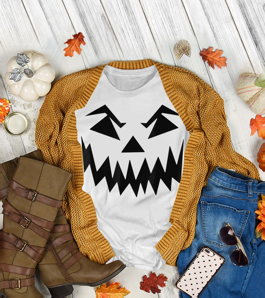 Pumpkin Face Halloween Costume Women Youth T-Shirt