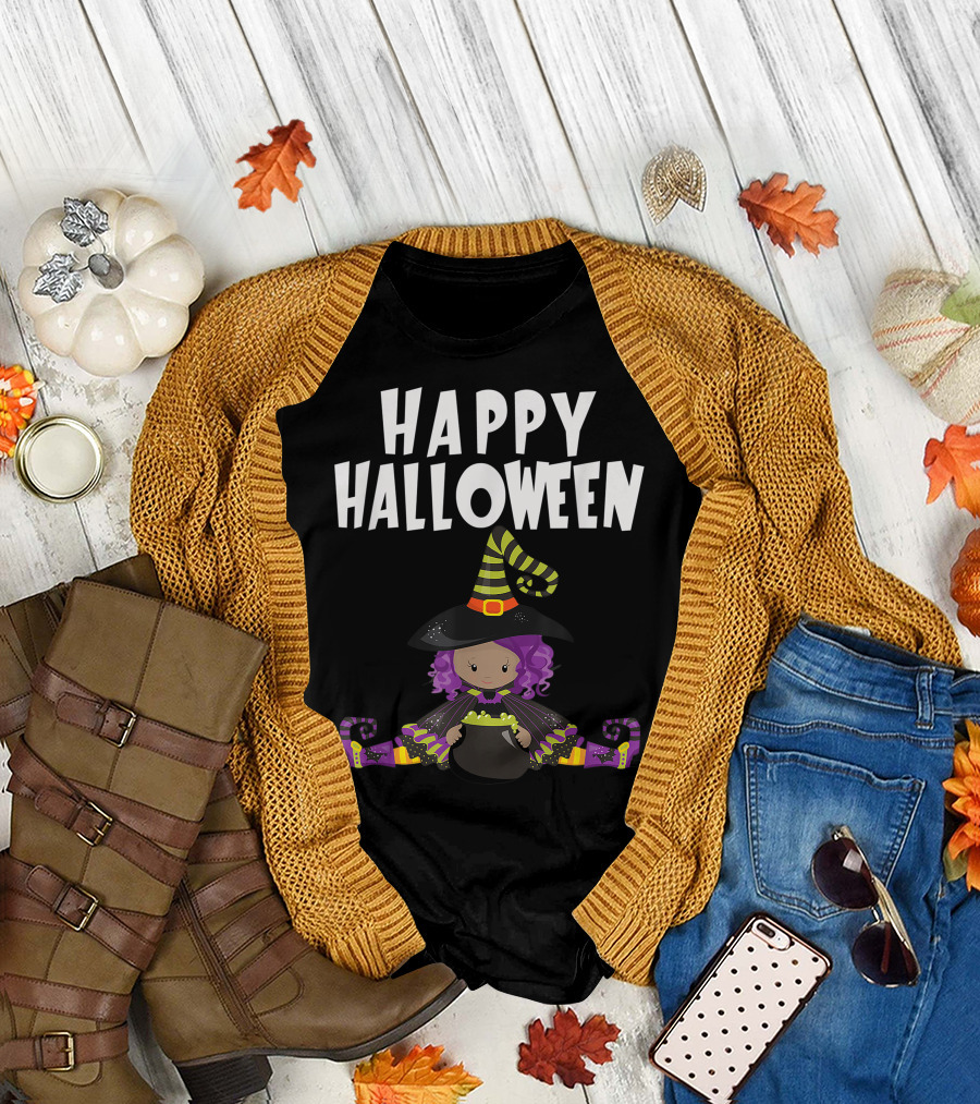 Happy Halloween Funny Yoga African Witch Pose T-Shirt
