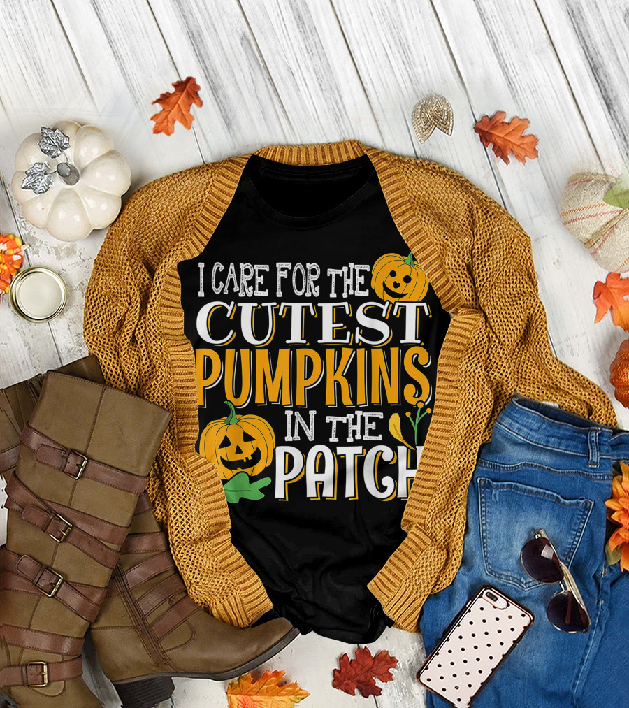 I Care For The Cutest Pumpkins In The Patch Halloween T-Shirt