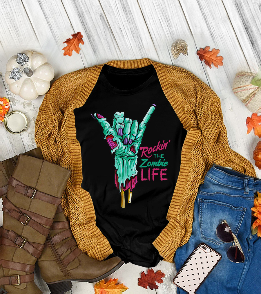 Rockin' the Zombie Life Hang Loose Shaka Zombie Hand T-Shirt