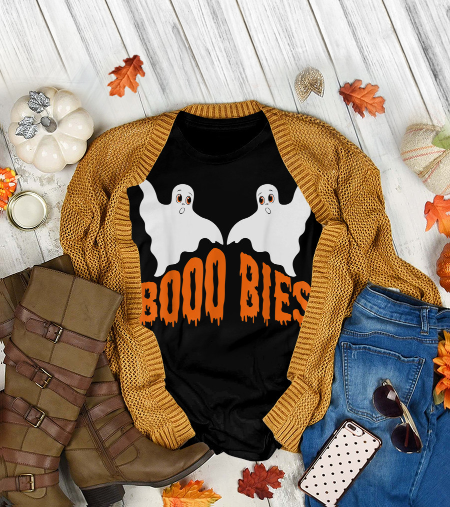 Booo Bies Halloween Ghosts Spooky Text T-Shirt