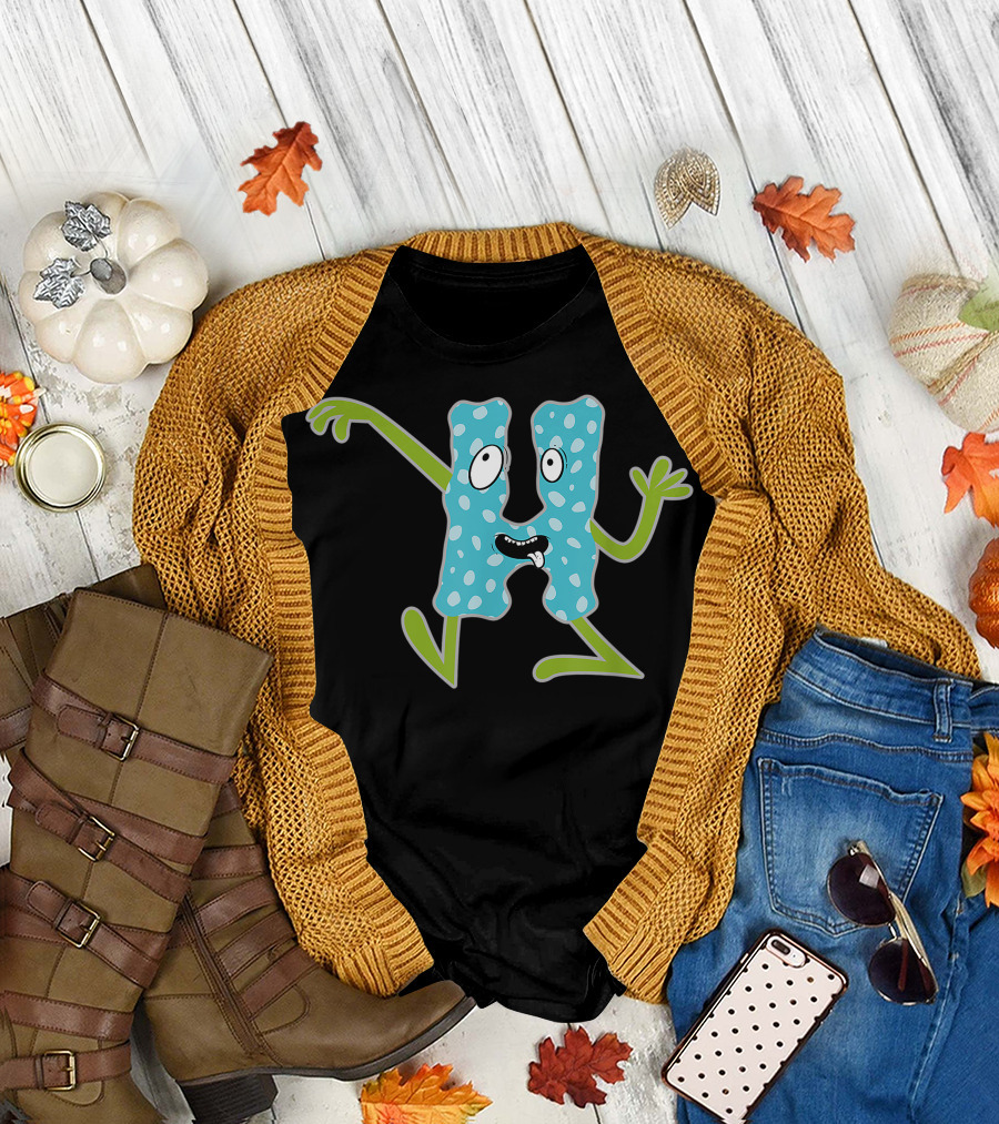 Alphabet H Monster Polka Dot Dancing Creature Fun Scary Monogram Initial T-Shirt