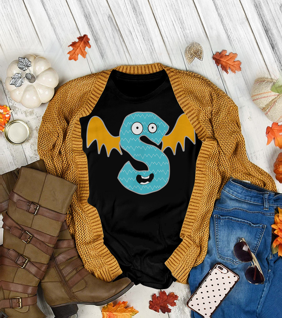 Alphabet's Monster S Cute Fun Scary Creature Monogram Initial T-Shirt